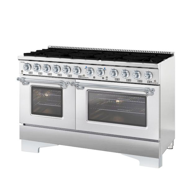 HALLMAN Classico 60" Freestanding Dual Fuel Range Gas Stove-Electric Oven with Chrome Trim - HCLRDF60CM