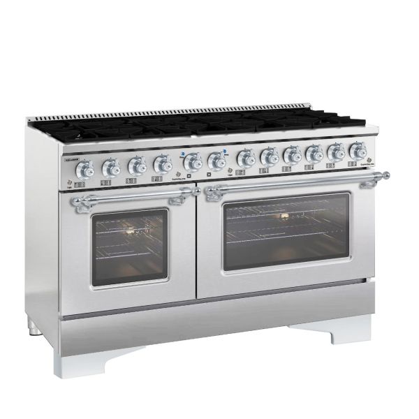 HALLMAN Classico 60" Freestanding Dual Fuel Range Gas Stove-Electric Oven with Chrome Trim - HCLRDF60CM