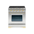 HALLMAN Classico Series 30" Dual Fuel Freestanding Range with Brass Trim - HCLRDF30BS