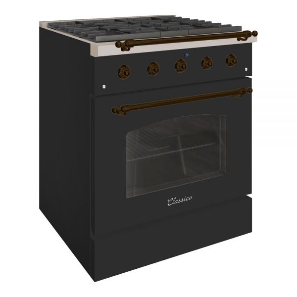 HALLMAN Classico Series 30" Dual Fuel Freestanding Range with Bronze Trim - HCLRDF30BZ