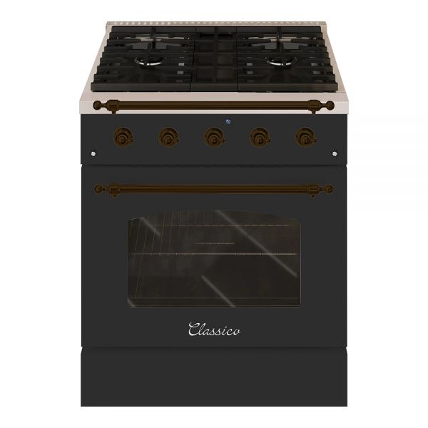 HALLMAN Classico Series 30" Dual Fuel Freestanding Range with Bronze Trim - HCLRDF30BZ