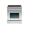 HALLMAN Classico Series 30" Dual Fuel Freestanding Range with Chrome Trim - HCLRDF30CM