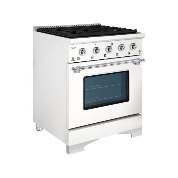 HALLMAN Classico Series 30" Dual Fuel Freestanding Range with Chrome Trim - HCLRDF30CM