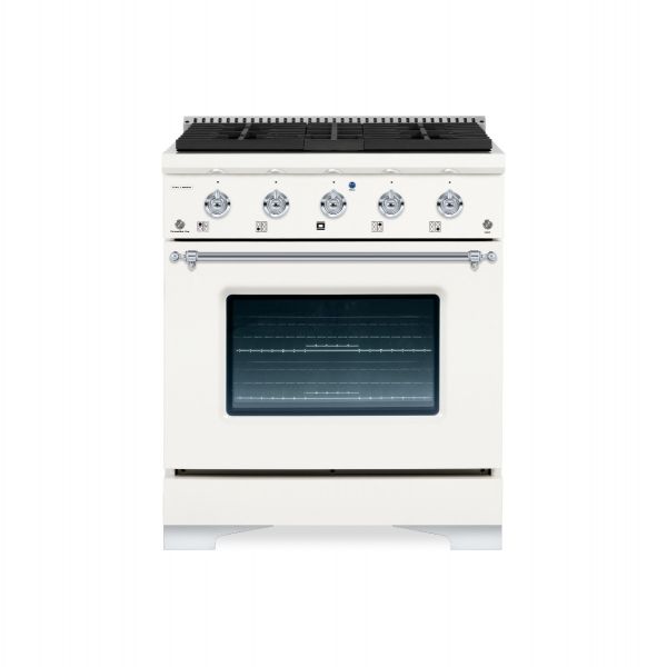 HALLMAN Classico Series 30" Dual Fuel Freestanding Range with Chrome Trim - HCLRDF30CM