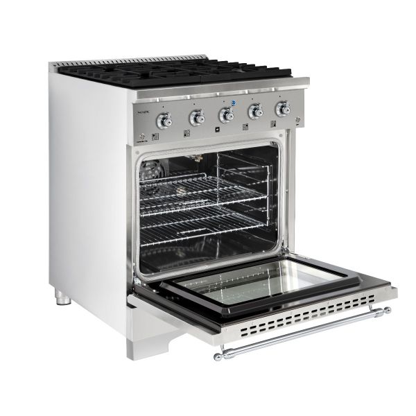 HALLMAN Classico Series 30" Dual Fuel Freestanding Range with Chrome Trim - HCLRDF30CM