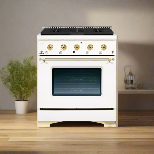 HALLMAN Classico Series 30" Gas Freestanding Range with Brass Trim - HCLRG30BS