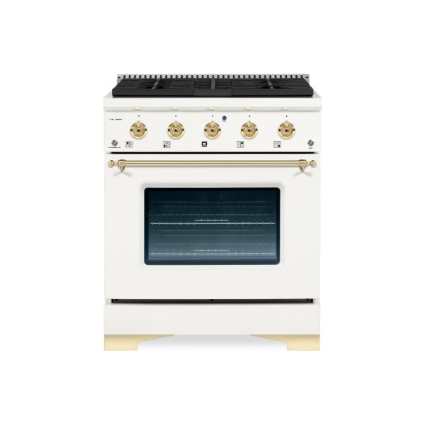 HALLMAN Classico Series 30" Gas Freestanding Range with Brass Trim - HCLRG30BS