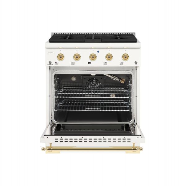 HALLMAN Classico Series 30" Gas Freestanding Range with Brass Trim - HCLRG30BS