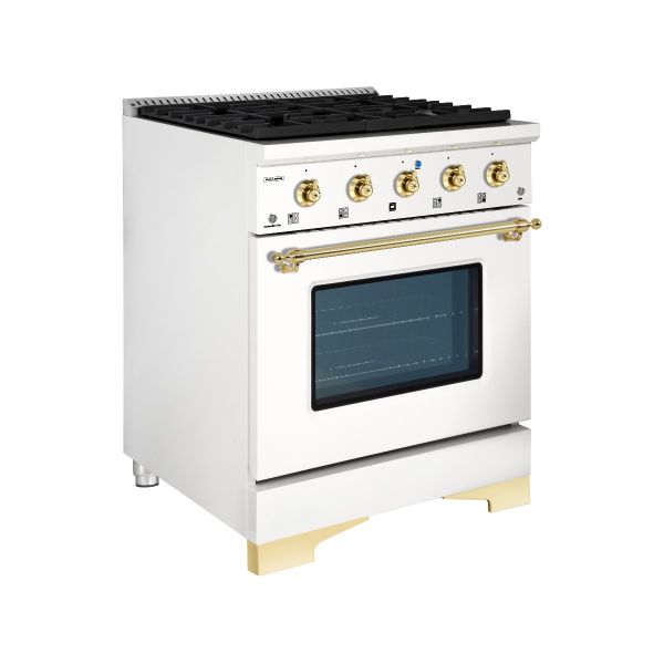 HALLMAN Classico Series 30" Gas Freestanding Range with Brass Trim - HCLRG30BS