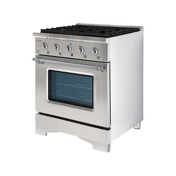 HALLMAN Classico Series 30" Gas Freestanding Range with Chrome Trim - HCLRG30CM