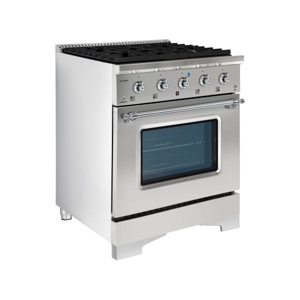 HALLMAN Classico Series 30" Gas Freestanding Range with Chrome Trim - HCLRG30CM