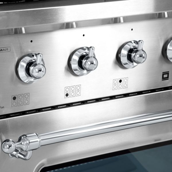 HALLMAN Classico Series 36" Dual Fuel Freestanding Range with 6-Sealed Burners Chrome Trim - HCLRDF36CM