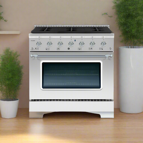 HALLMAN Classico Series 36" Dual Fuel Freestanding Range with 6-Sealed Burners Chrome Trim - HCLRDF36CM