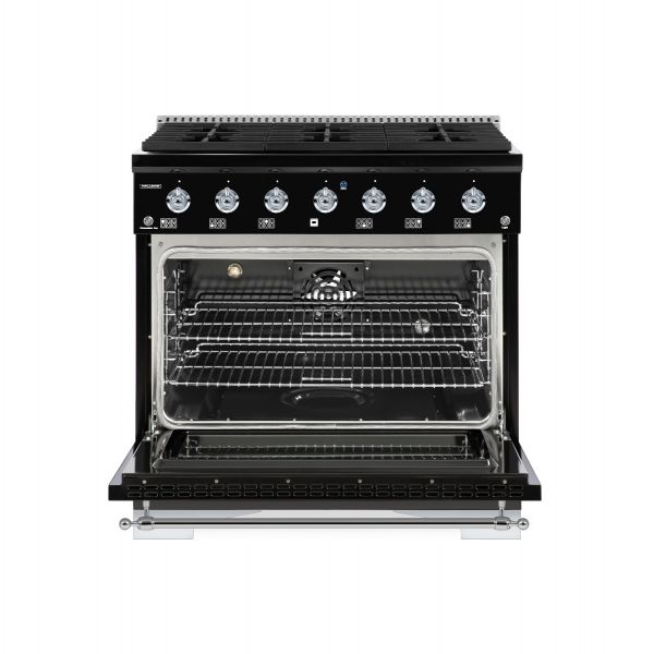 HALLMAN Classico Series 36" Dual Fuel Freestanding Range with 6-Sealed Burners Chrome Trim - HCLRDF36CM