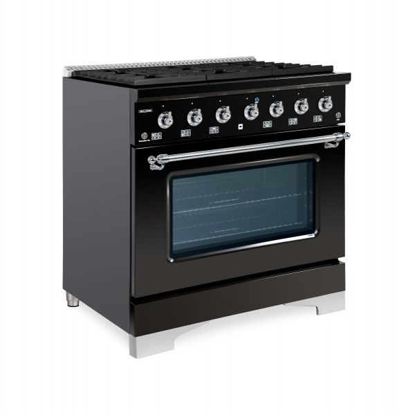 HALLMAN Classico Series 36" Dual Fuel Freestanding Range with 6-Sealed Burners Chrome Trim - HCLRDF36CM