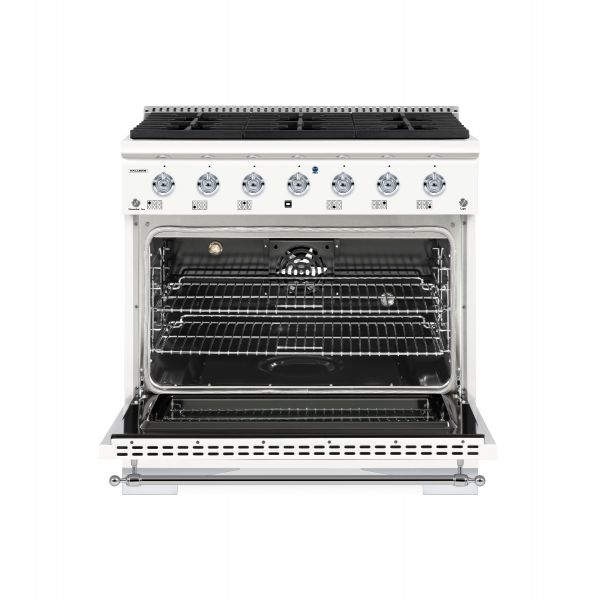 HALLMAN Classico Series 36" Dual Fuel Freestanding Range with 6-Sealed Burners Chrome Trim - HCLRDF36CM