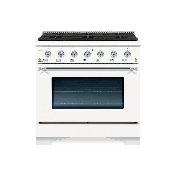 HALLMAN Classico Series 36" Dual Fuel Freestanding Range with 6-Sealed Burners Chrome Trim - HCLRDF36CM