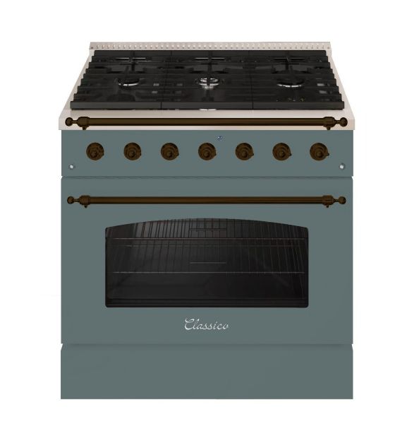 HALLMAN Classico Series 36" Dual Fuel Freestanding Range with Bronze Trim - HCLRDF36BZ