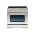 HALLMAN Classico Series 36" Gas Freestanding Range with Brass Trim - HCLRG36BS