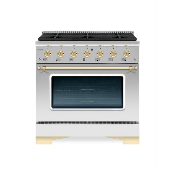 HALLMAN Classico Series 36" Gas Freestanding Range with Brass Trim - HCLRG36BS