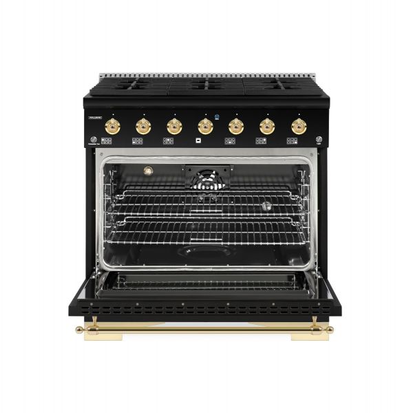 HALLMAN Classico Series 36" Gas Freestanding Range with Brass Trim - HCLRG36BS