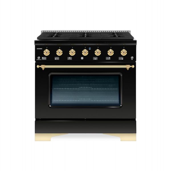 HALLMAN Classico Series 36" Gas Freestanding Range with Brass Trim - HCLRG36BS