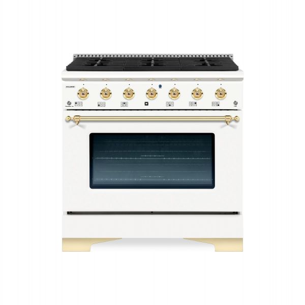 HALLMAN Classico Series 36" Gas Freestanding Range with Brass Trim - HCLRG36BS