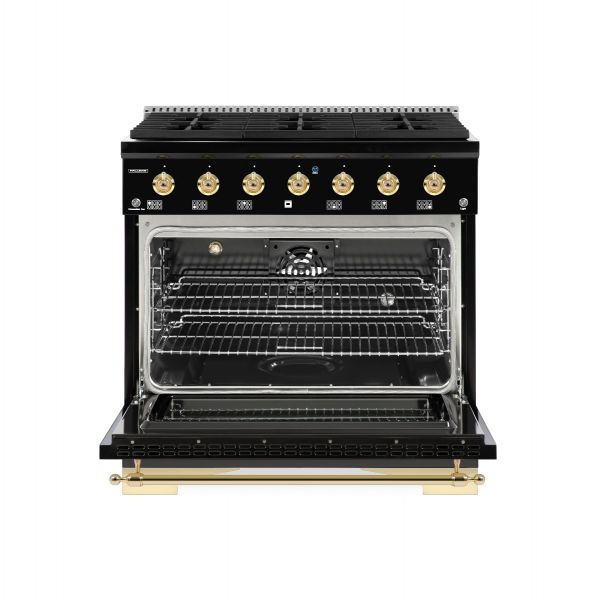 HALLMAN Classico Series 36" Gas Freestanding Range with Brass Trim - HCLRG36BS