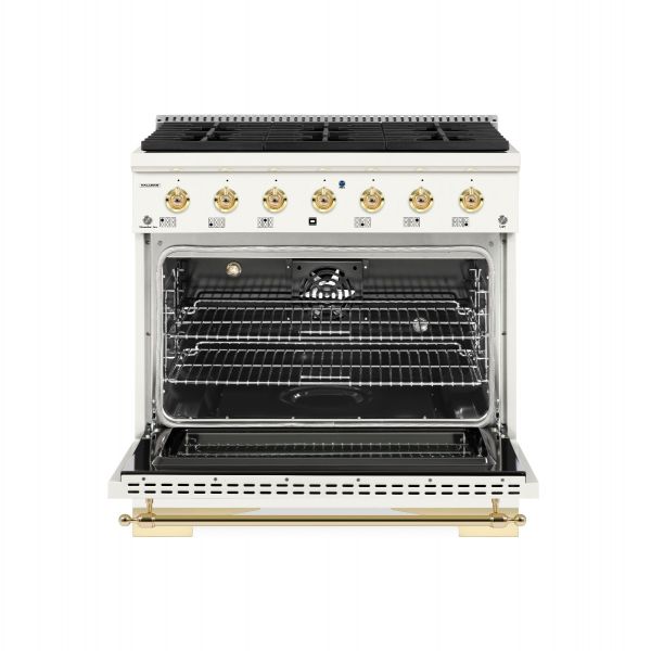 HALLMAN Classico Series 36" Gas Freestanding Range with Brass Trim - HCLRG36BS