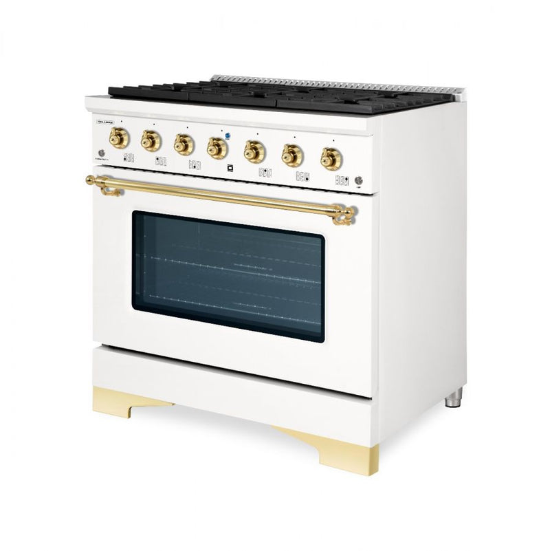 HALLMAN Classico Series 36" Gas Freestanding Range with Brass Trim - HCLRG36BS