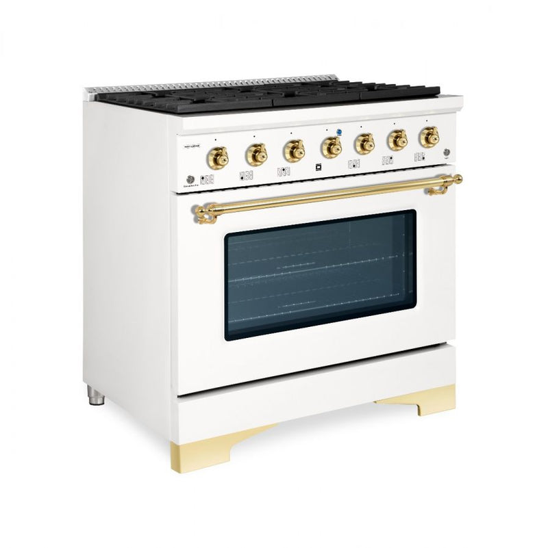 HALLMAN Classico Series 36" Gas Freestanding Range with Brass Trim - HCLRG36BS