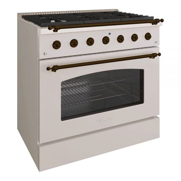 HALLMAN Classico Series 36" Gas Freestanding Range with Bronze Trim - HCLRG36BZ