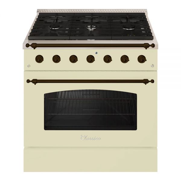 HALLMAN Classico Series 36" Gas Freestanding Range with Bronze Trim - HCLRG36BZ