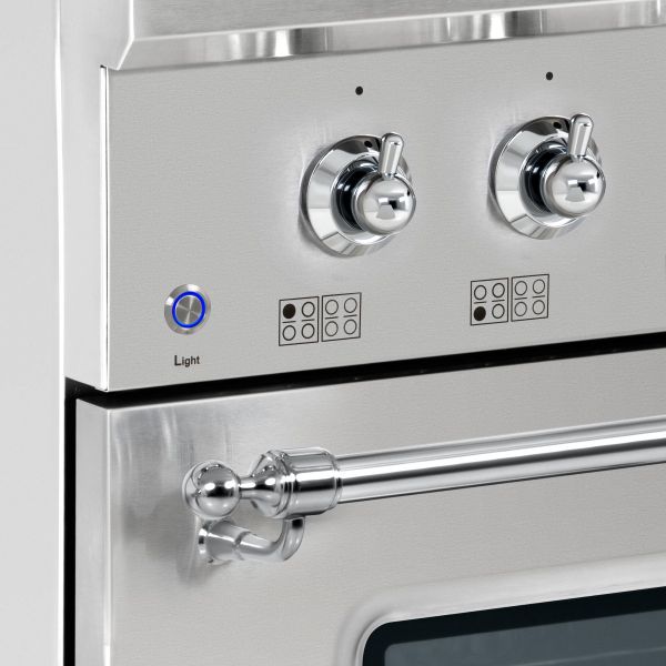 HALLMAN Classico Series 48" Dual Fuel Freestanding Range With 8-Sealed Burners Chrome Trim- HCLRDF48CM