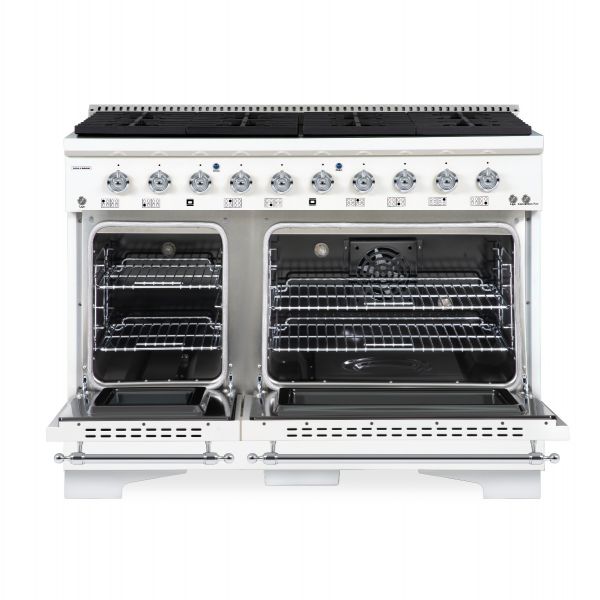 HALLMAN Classico Series 48" Dual Fuel Freestanding Range With 8-Sealed Burners Chrome Trim- HCLRDF48CM