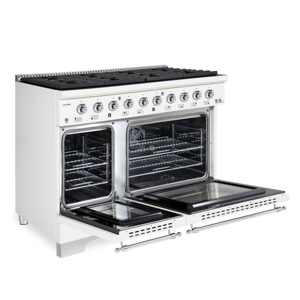 HALLMAN Classico Series 48" Dual Fuel Freestanding Range With 8-Sealed Burners Chrome Trim- HCLRDF48CM