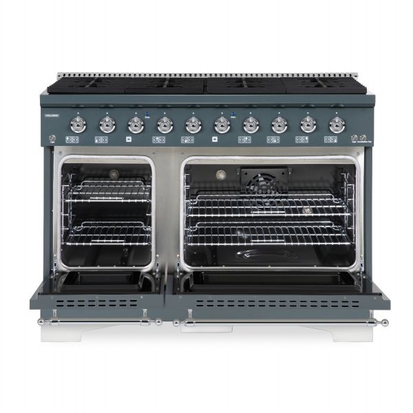 HALLMAN Classico Series 48" Dual Fuel Freestanding Range With 8-Sealed Burners Chrome Trim- HCLRDF48CM