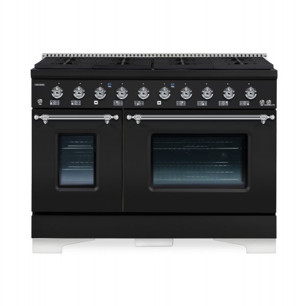 HALLMAN Classico Series 48" Dual Fuel Freestanding Range With 8-Sealed Burners Chrome Trim- HCLRDF48CM