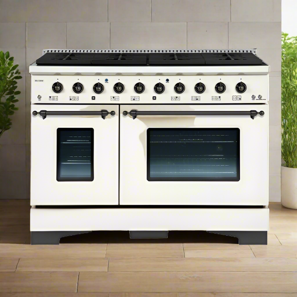 HALLMAN Classico Series 48" Dual Fuel Freestanding Range with Bronze Trim - HCLRDF48BZ