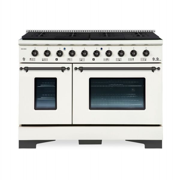 HALLMAN Classico Series 48" Dual Fuel Freestanding Range with Bronze Trim - HCLRDF48BZ