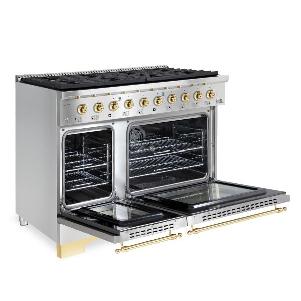 HALLMAN Classico Series 48" Gas Freestanding Range with Brass Trim - HCLRG48BS