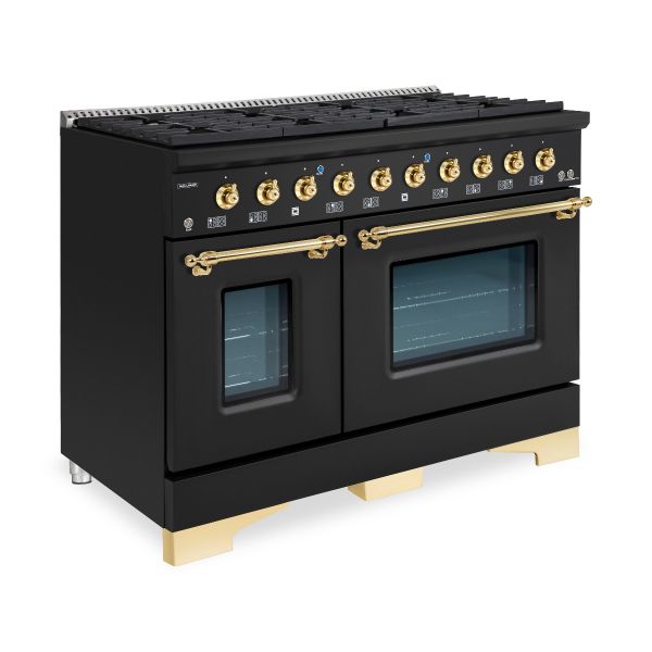 HALLMAN Classico Series 48" Gas Freestanding Range with Brass Trim - HCLRG48BS