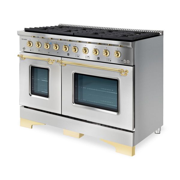 HALLMAN Classico Series 48" Gas Freestanding Range with Brass Trim - HCLRG48BS