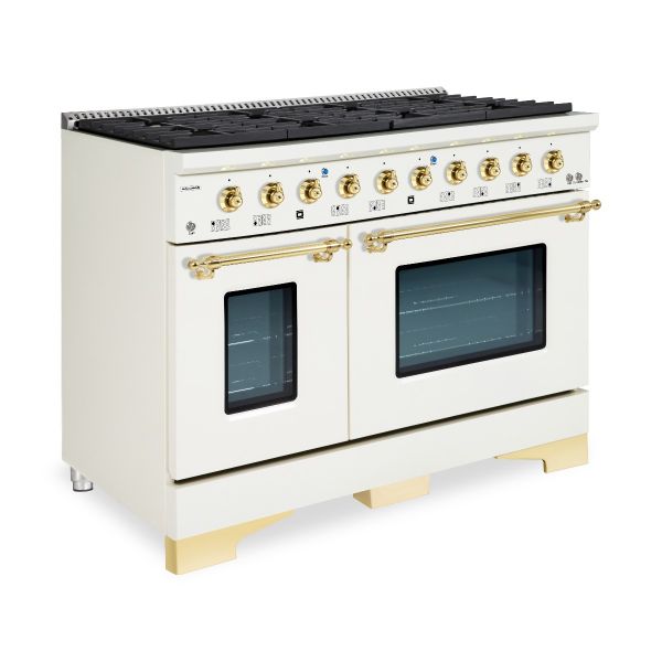 HALLMAN Classico Series 48" Gas Freestanding Range with Brass Trim - HCLRG48BS