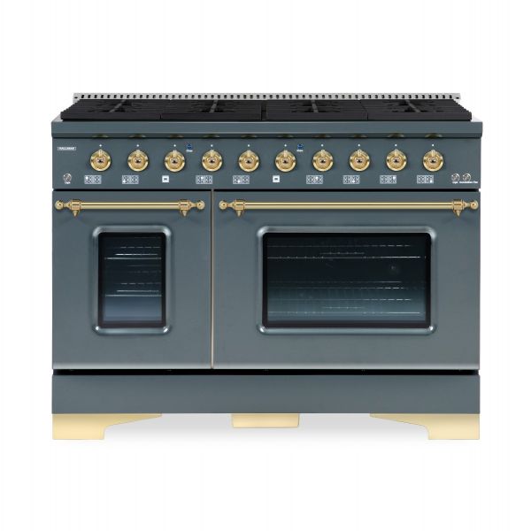 HALLMAN Classico Series 48" Gas Freestanding Range with Brass Trim - HCLRG48BS