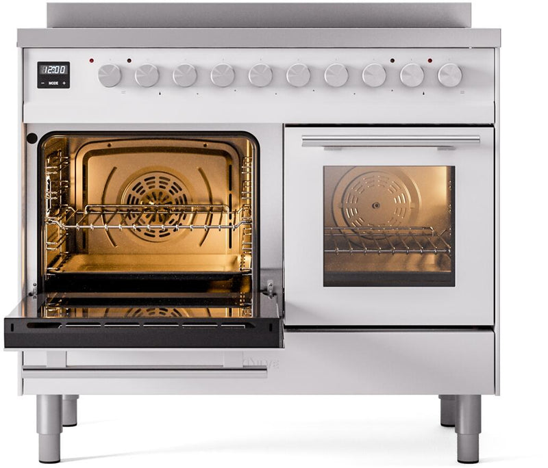 ILVE 40" Professional Plus II Series Freestanding Electric Double Oven Range with 5 Elements, Triple Glass Cool Door, Convection Oven, TFT Oven Control Display and Child Lock - UPDI406WMP