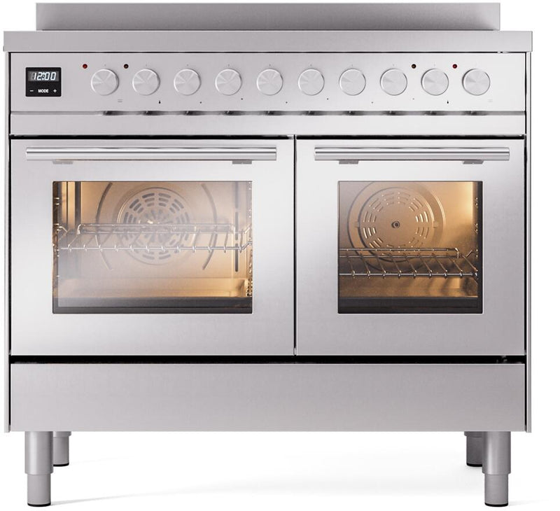 ILVE 40" Professional Plus II Series Freestanding Electric Double Oven Range with 5 Elements, Triple Glass Cool Door, Convection Oven, TFT Oven Control Display and Child Lock - UPDI406WMP