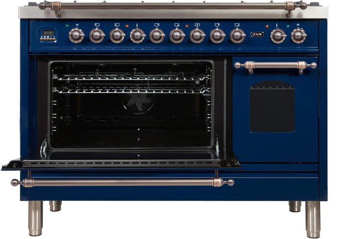 ILVE 48-Inch Nostalgie - Dual Fuel Range with 7 Sealed Burners - 5 cu. ft. Oven - Griddle - UPN120FDMP