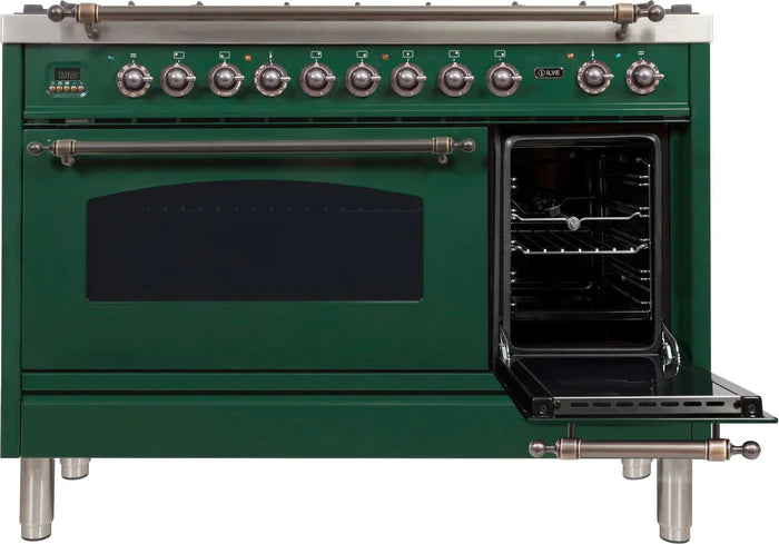 ILVE 48-Inch Nostalgie - Dual Fuel Range with 7 Sealed Burners - 5 cu. ft. Oven - Griddle - UPN120FDMP