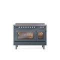 ILVE 48" Professional Plus II Series Freestanding Electric Double Oven Range with 8 Elements, Triple Glass Cool Door, Convection Oven, TFT Oven Control Display and Child Lock - UPI486WMP